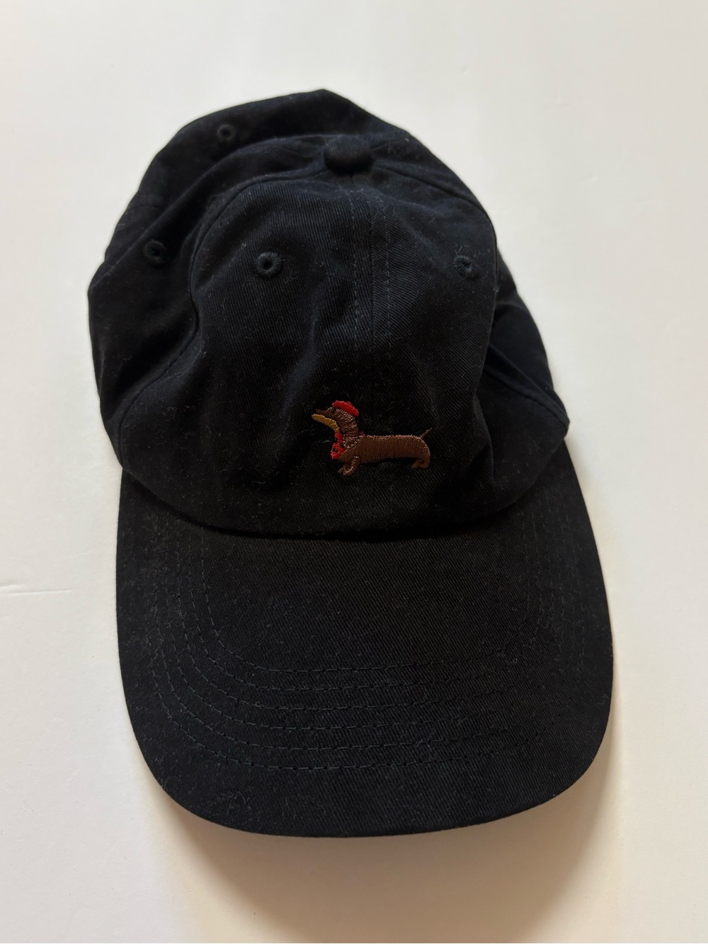 Black Dachshund Embroidered Cap - Casual Men's Hat